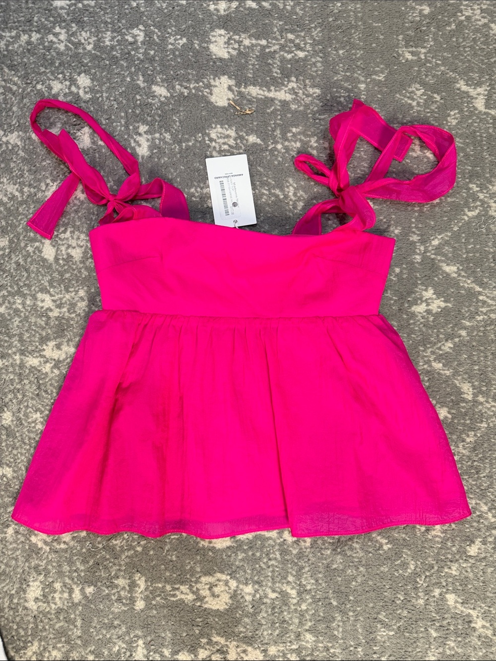 Amanda Uprichard Hot Pink Tie-Shoulder Peplum Camisole
